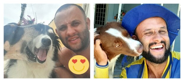 Cristiano da Silva Antunes tar en selfie med varje djur brevbäraren blir vän med på jobbet